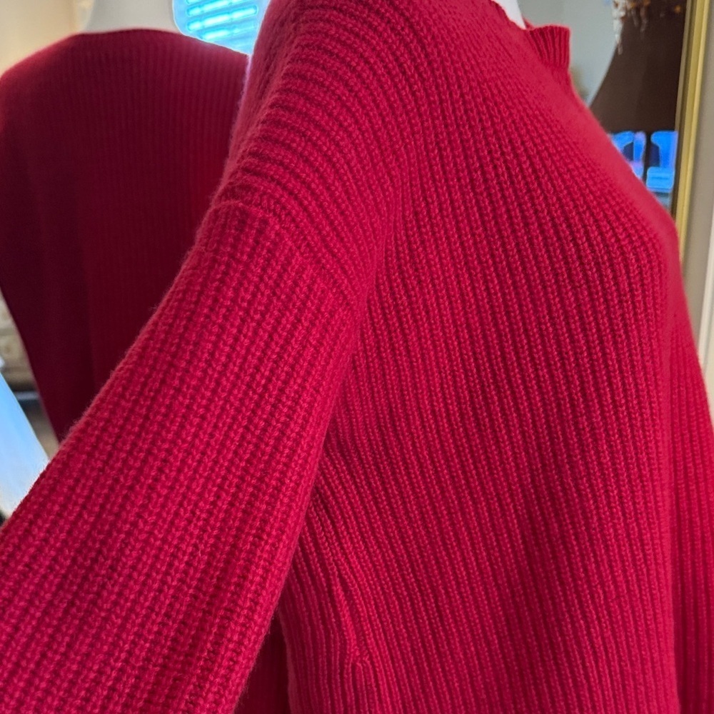 Eileen Fisher Ribbed Sweater, Recycled Cashmere-Size Large-Rich Red - Picture 4 of 12